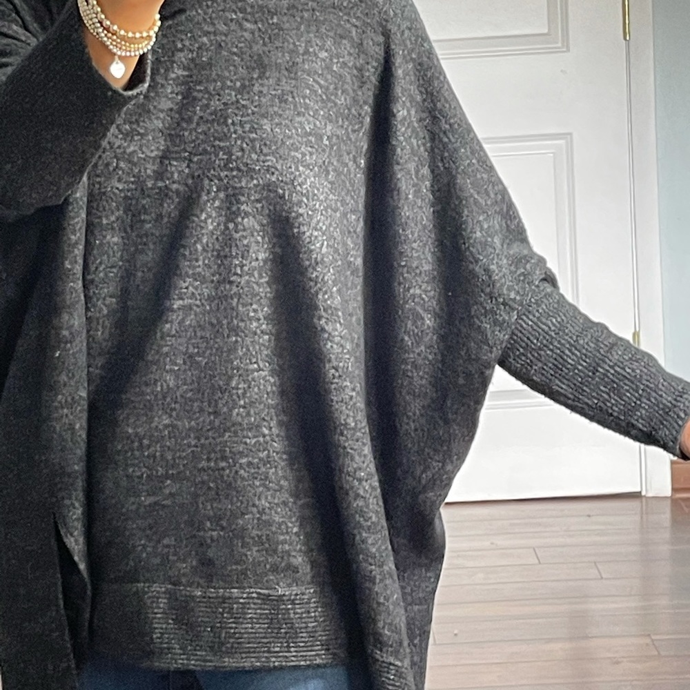 Akira Dark Gray Poncho Style High Low Sweater size M/L - Picture 6 of 14